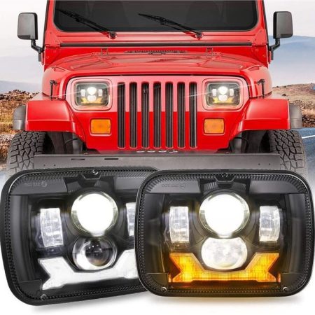 1987-1995 Jeep YJ Led Forlygter 5x7 Projektor Forlygter Jeep Wrangler Firkantede Forlygter