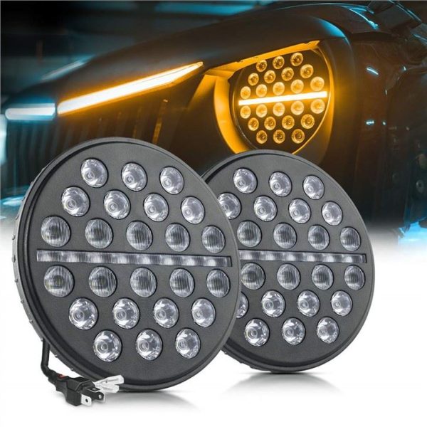 Morsun 7-tommers rund LED-forlygte til Jeep JK Wrangler højlysstråle DRL-blinklys