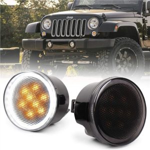 Morsun Led Turn Signal Light med Halo Til Jeep Wrangler Jk 07-14 Front Grille Light